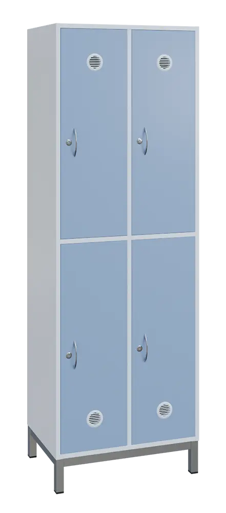 SBS-2222 šatní skříň 4-boxová, 1800x600x400 mm, kovové nohy, korpus bílý, dvířka blankyt